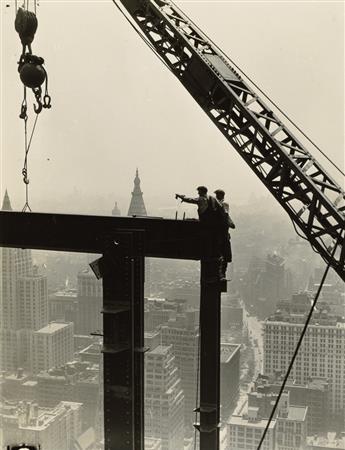 LEWIS W. HINE (1874-1940) Derrick and workers on girder, Empire State Building.